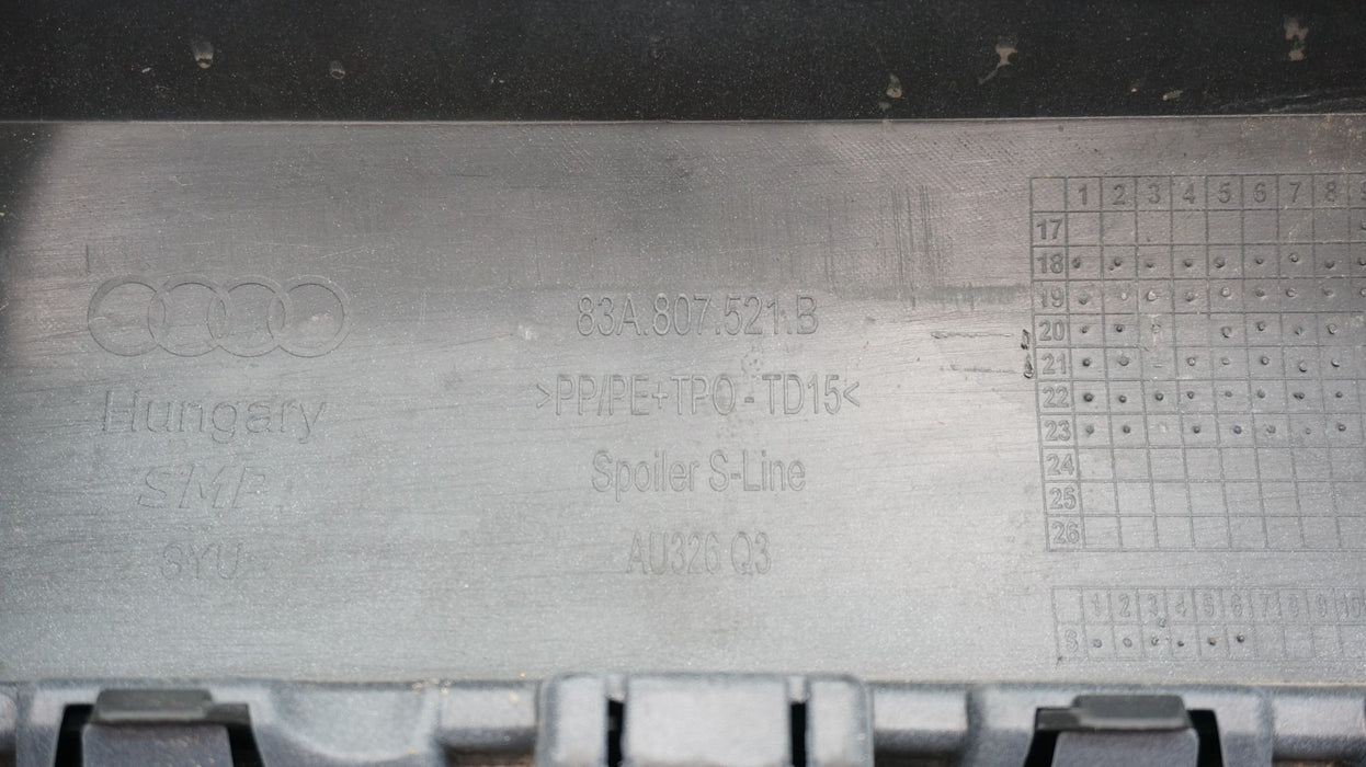 2019-2021 AUDI Q3 S LINE REAR LOWER BUMPER VALANCE PANEL OEM 83A807521B