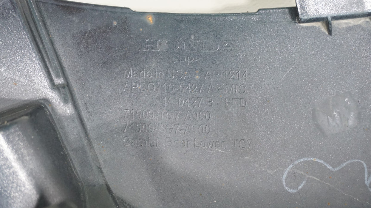 2019-2022 HONDA PILOT REAR LOWER VALNCE BUMPER COVER OEM 71509-TG7-A000