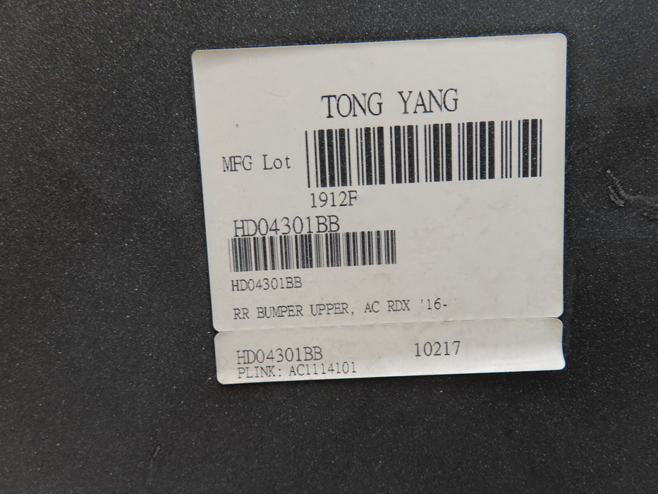 2016 2017 2018 ACURA RDX REAR BUMPER COVER AFTERMARKET TONG YANG