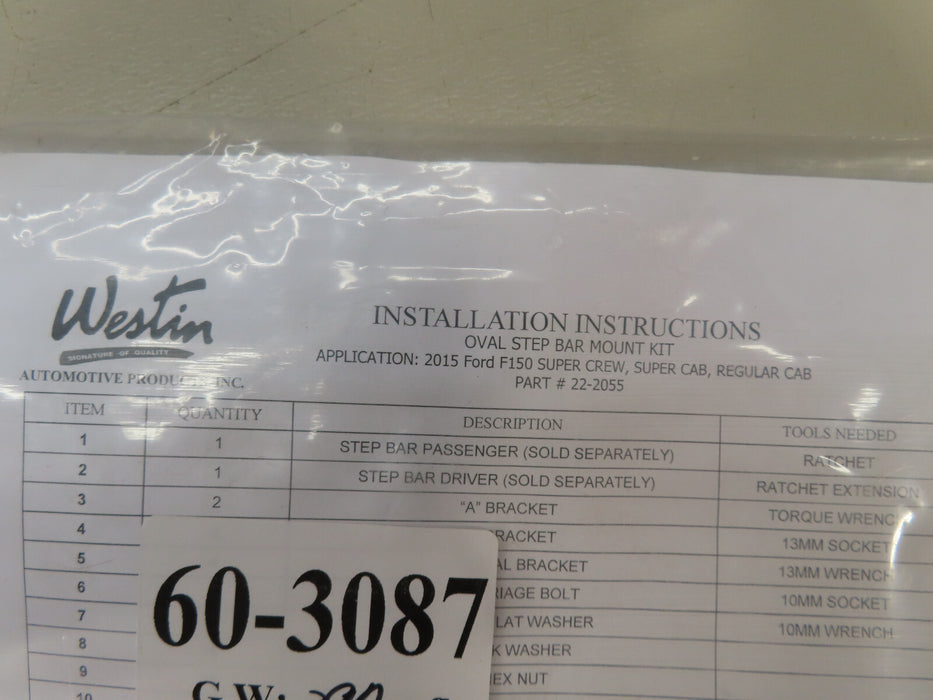 2015-2024 FORD F-150 OVAL STEP BAR MOUNT KIT WESTIN 22-2055 AFTERMARKET