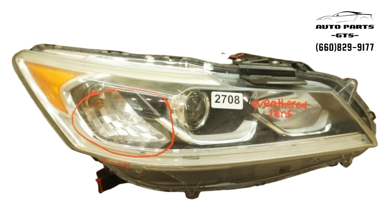 2016-2017 HONDA ACCORD FRONT RIGHT PASSENGER SIDE HEADLIGHT HALOGEN W/ LED OEM