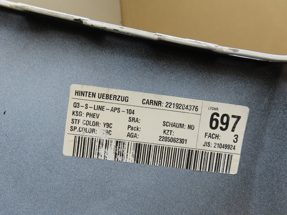 2019-2022 AUDI Q3 S-LINE REAR UPPER/MIDDLE BUMPER COVER OEM