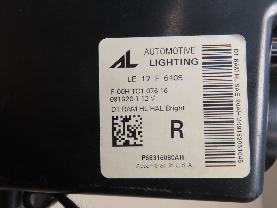 2019-2021 DODGE RAM 1500 FRONT RIGHT SIDE HEADLIGHT LAMP HALOGEN OEM 68316080AH