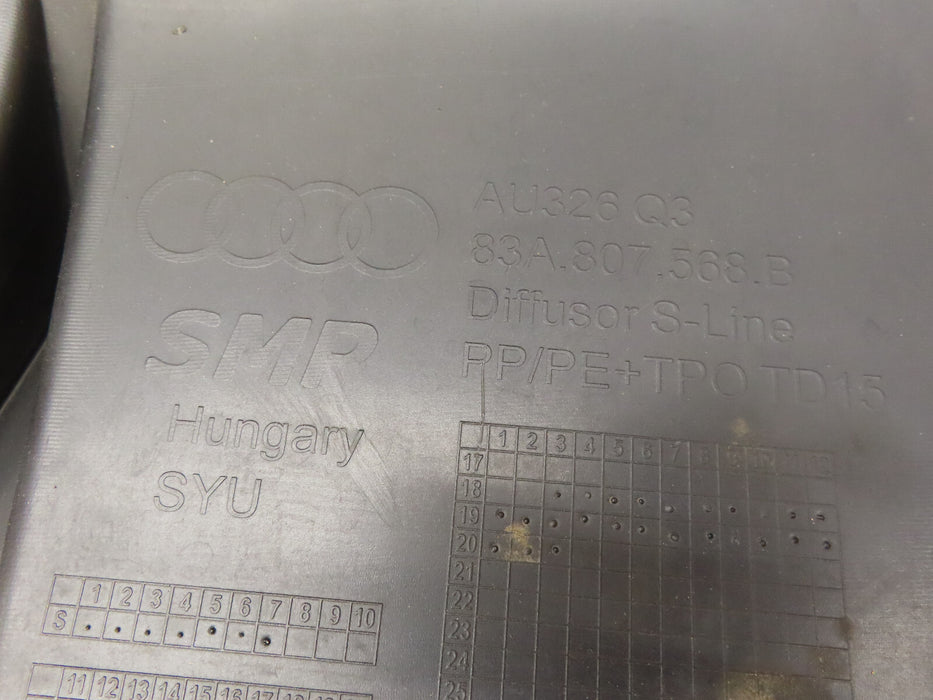 2019-2021 AUDI Q3 S-LINE REAR BUMPER DIFFUSER LOWER SPOILER COVER OEM 83A807568B