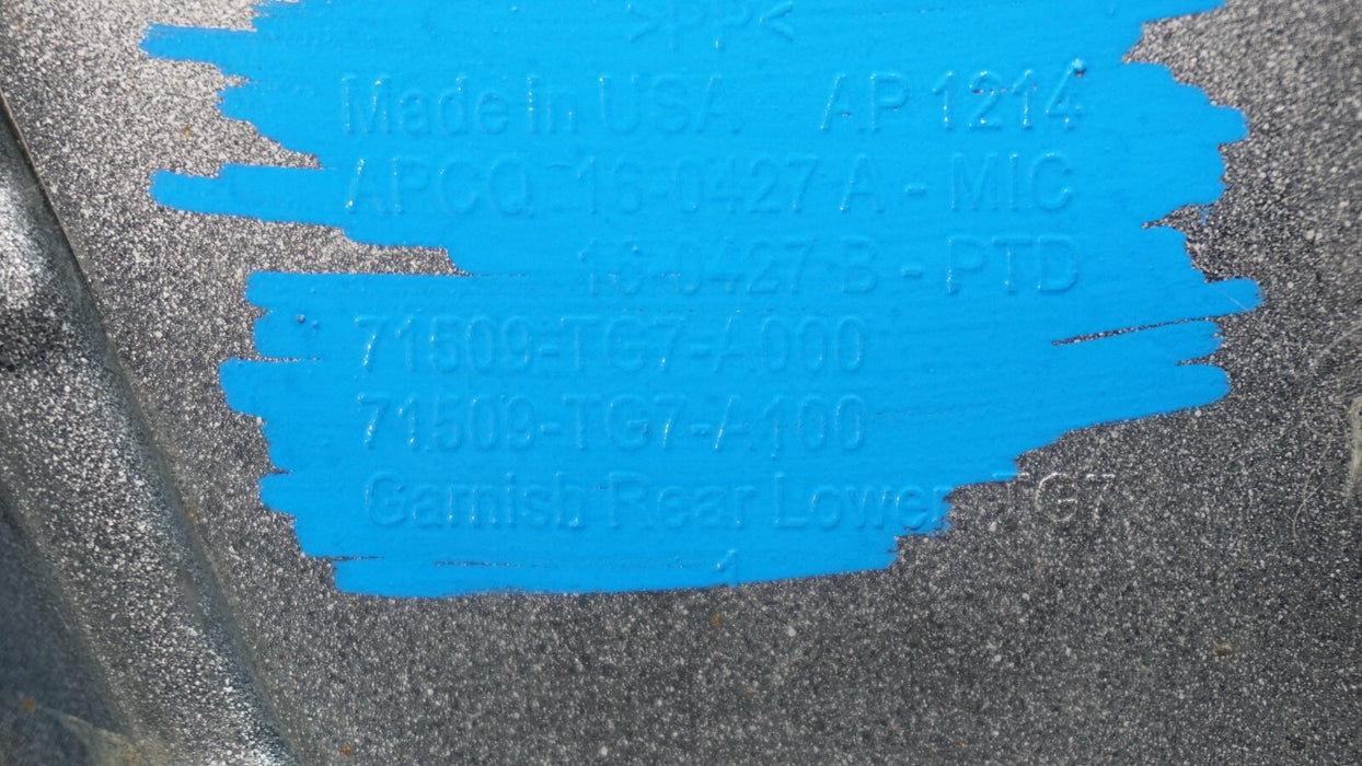 2019-2022 HONDA PILOT REAR LOWER VALNCE BUMPER COVER OEM 71509-TG7-A000