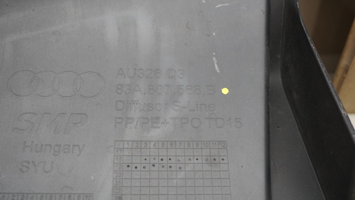 2019-2021 AUDI Q3 S-LINE REAR LOWER BUMPER COVER DIFFUSER VALANCE OEM 83A807568B
