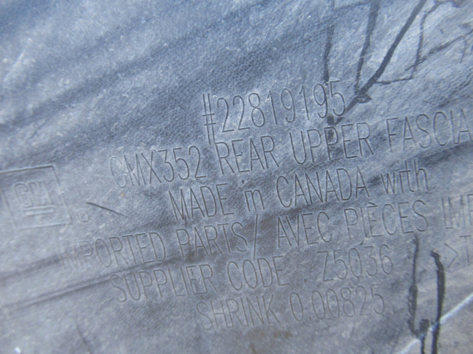 2016 - 2019 CHEVROLET IMPALA REAR BUMPER COVER PANEL BLACK PLASTIC FACTORY OEM