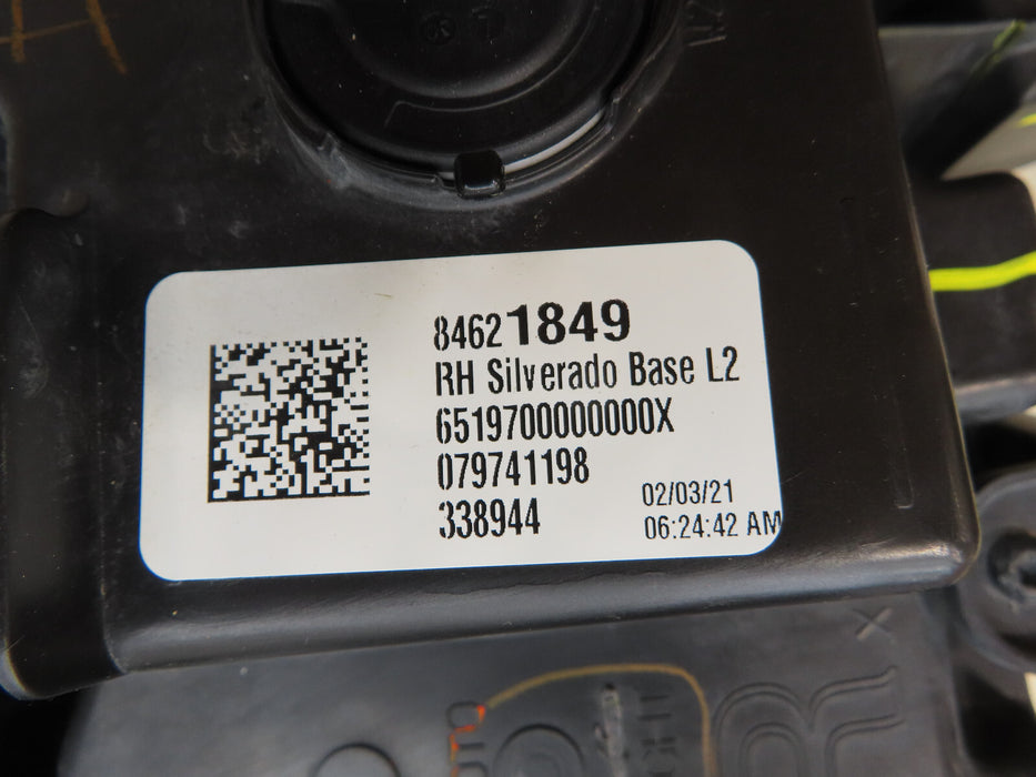 2019-2021 CHEVROLET SILVERADO 1500 FRONT RIGHT PASSENGER HEADLIGHT HAOLGEN OEM