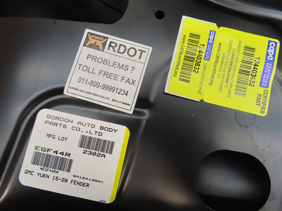 2015-2020 GMC YUKON XL DENALI FRONT RIGHT PASSENGER SIDE FENDER PANEL CAPA