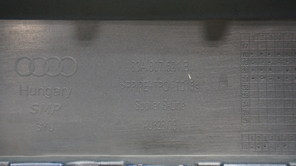 2019-2021 AUDI Q3 S LINE REAR LOWER BUMPER VALANCE PANEL OEM 83A807521B