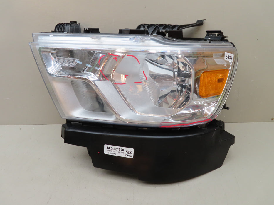 2019-2021 DODGE RAM 1500 HEADLIGHT LEFT HALOGEN HEADLIGHT LAMP OEM