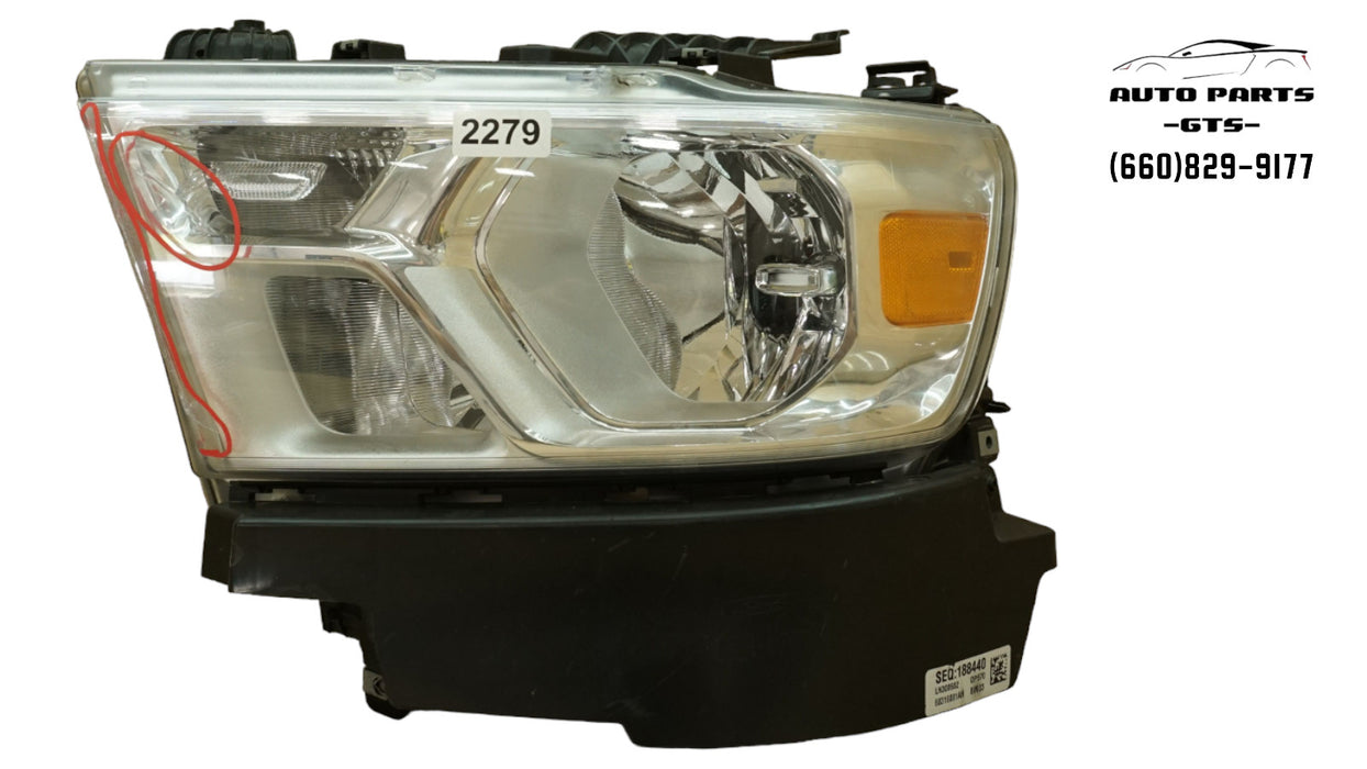 2019-2022 DODGE RAM 1500 FRONT LEFT DRIVER SIDE HEADLIGHT HALOGEN OEM 68316081AG