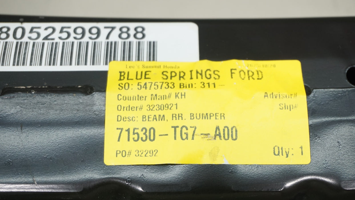 2016 - 2018 HONDA PILOT REAR BUMPER REINFORCEMENT IMPACT BAR OEM 71530-TG7-A00