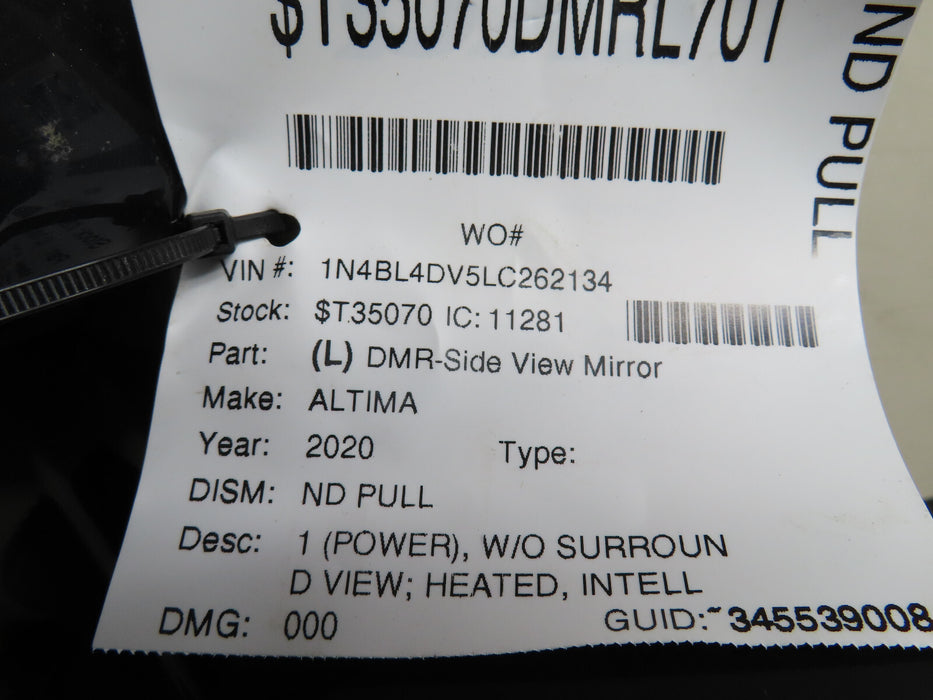 2019-2022 NISSAN ALTIMA FRONT LEFT DRIVER SIDE MIRROR W/O SURROUND VIEW OEM