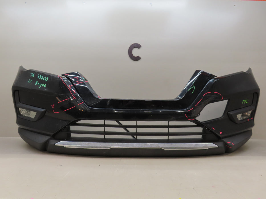 2017-2019 NISSAN ROGUE FRONT BUMPER COVER W/FOG LIGHTS 62022-6FL0H OEM