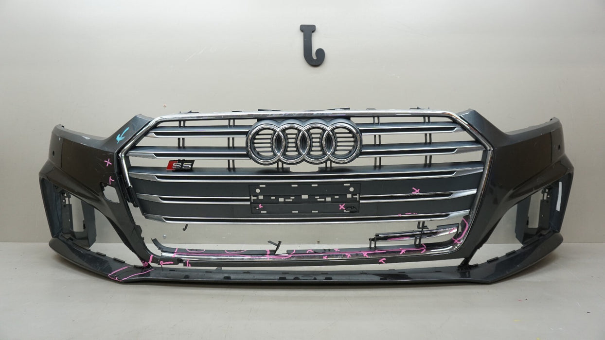 2018-2019 AUDI S5 B9 FRONT BUMPER COVER PANEL W/ GRILLE EMBLEM OEM 8W6807437