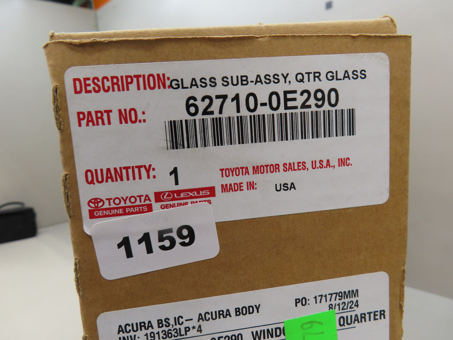 2023-2024 LEXUS RX350 REAR RIGHT PASSENGER SIDE QUARTER GLASS WINDOW OEM