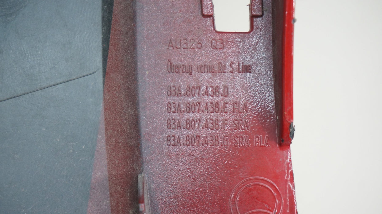 2019-2022 AUDI Q3 S-LINE FRONT RIGHT PASSENGER SIDE BUMPER COVER PANEL 83A807438