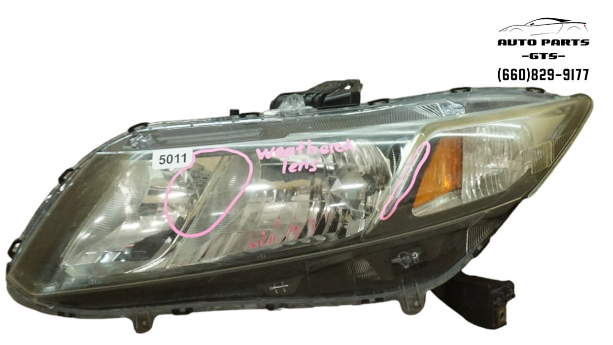 2013-2015 HONDA CIVIC FRONT LEFT DRIVER SIDE HEADLIGHT HALOGEN OEM 13 14 15