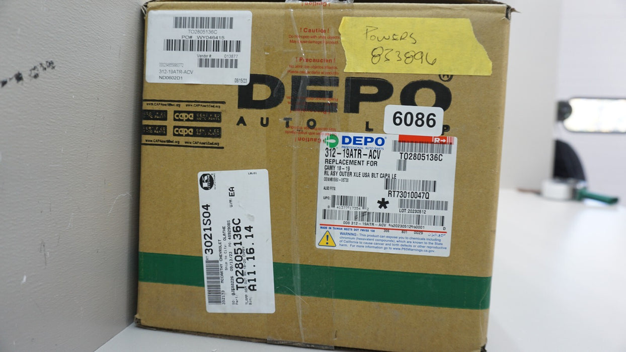 2018-2020 TOYOTA CAMRY REAR RIGHT RH PASSENGER SIDE TAIL LIGHT DEPO AFTERMARKET