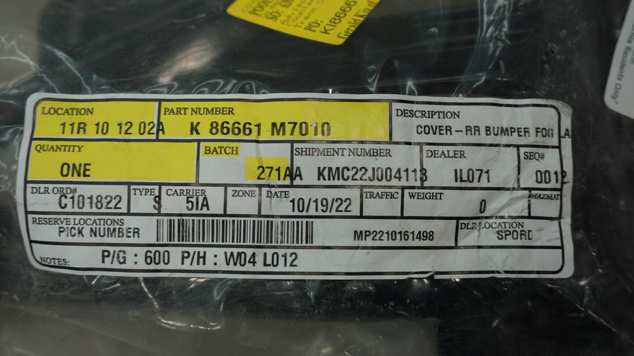 2019-2020 KIA FORTE FRONT RIGHT FOG LIGHT TRIM MOLDING OEM 19 20 K6661-M7010