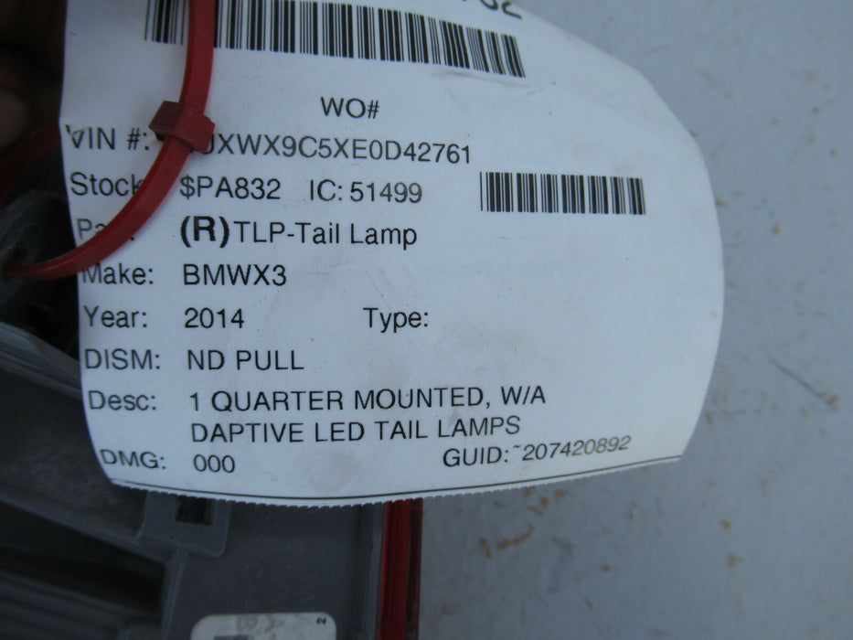 11 12 13 14 15 16 17 BMW X3 RIGHT REAR TAILLIGHT LAMP OEM