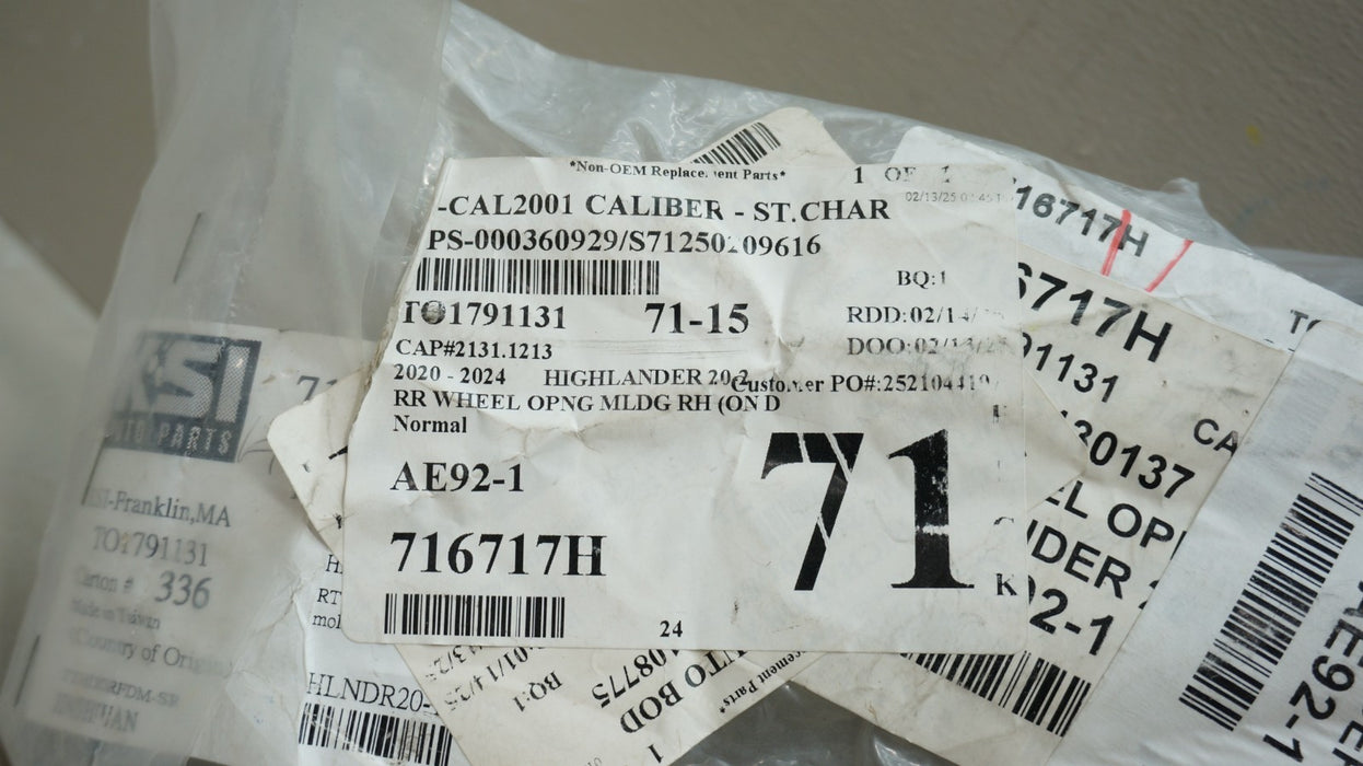 2020-2024 TOYOTA HIGHLANDER REAR RIGHT SIDE ARCH FENDER FLARE AFTERMARKET