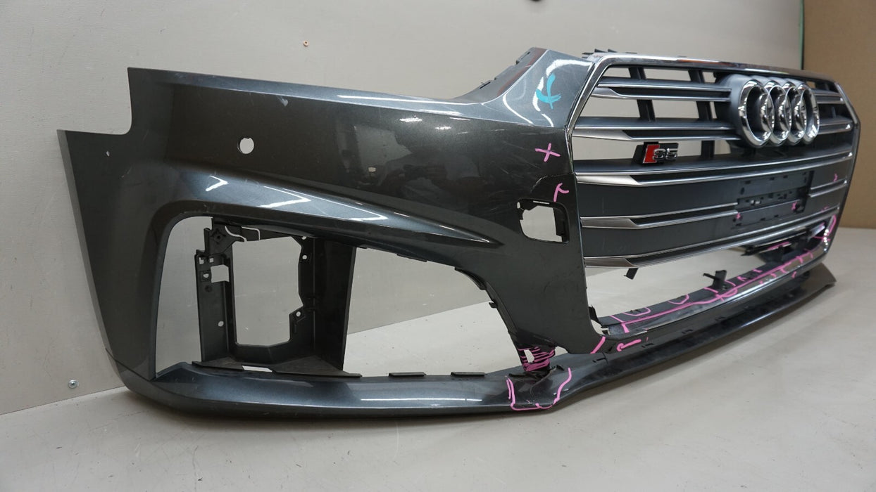2018-2019 AUDI S5 B9 FRONT BUMPER COVER PANEL W/ GRILLE EMBLEM OEM 8W6807437