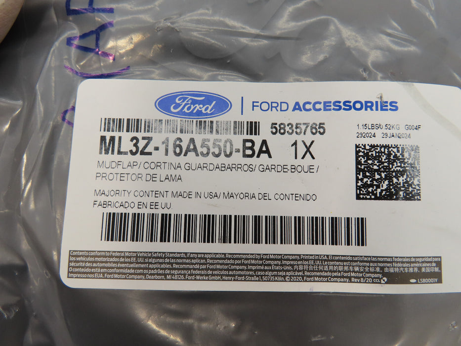 2022-2024 FORD F150 F-150 REAR LEFT DRIVER SIDE SPLASH GUARD OEM