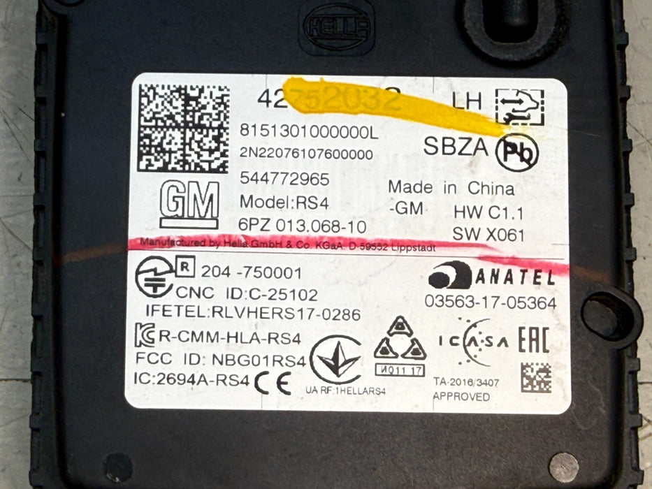 GM REAR LEFT LH BLIND SPOT RADAR SENSOR MODULE 42752032 OEM