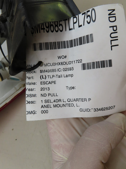 2013 2014 2015 2016 FORD ESCAPE REAR LEF DRIVER TAIL LIGHT HALOGEN OEM