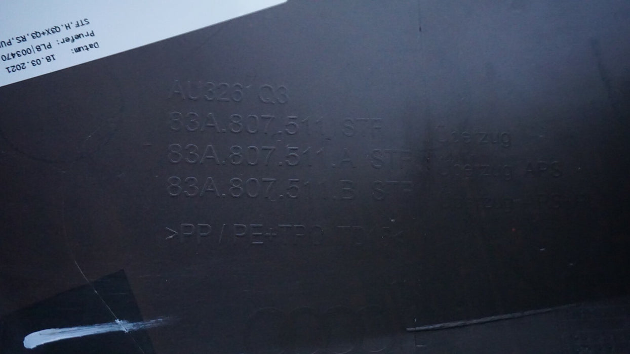 2019-2022 AUDI Q3 S-LINE REAR BUMPER COVER PANEL OEM 83A807511