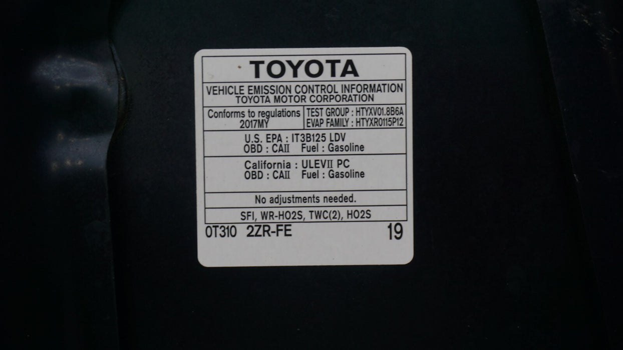 2017-2018 TOYOTA COROLLA LE 1.8L L4 GAS SEDAN FRONT HOOD BONNET PANEL OEM 0T310