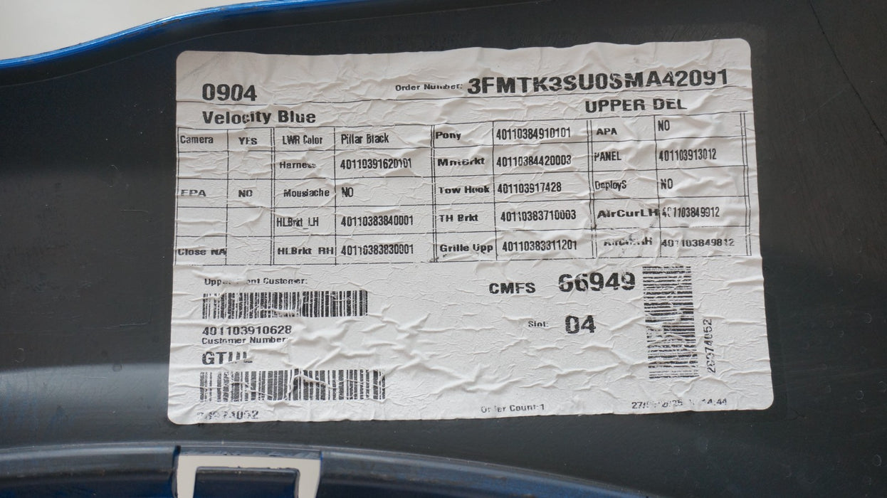 2021-2024 FORD MUSTANG MACH-E GT FRONT BUMPER WITH GRILLE OEM