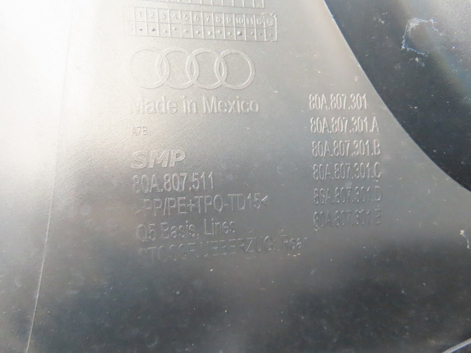 2018-2020 AUDI Q5 SUV REAR BUMPER COVER PANEL W/ LOWER VALANCE OEM 80A807511