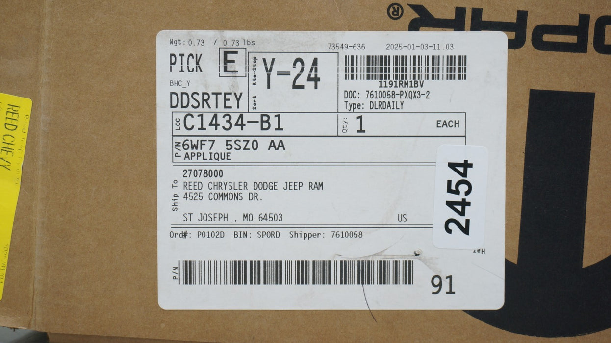 2021-2026 CHRYSLER PACIFICA FRONT LEFT FOG LAMP APPLIQUE TRIM OEM 6WF75SZ0AA