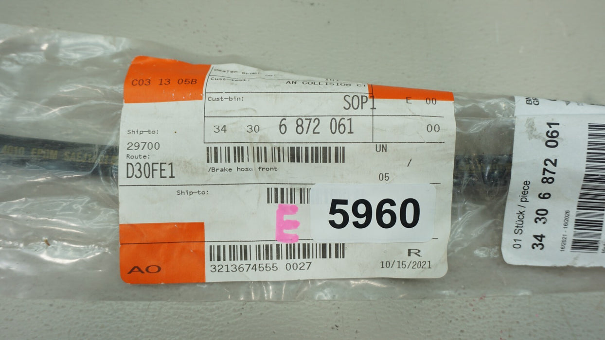 2019-2023 BMW X4 FRONT BRAKE HOSE LINE OEM 6872061