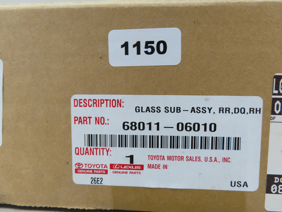 2019-2023 LEXUS ES350 ES250 REAR RIGHT QUARTER WINDOW GLASS OEM 68011-06010