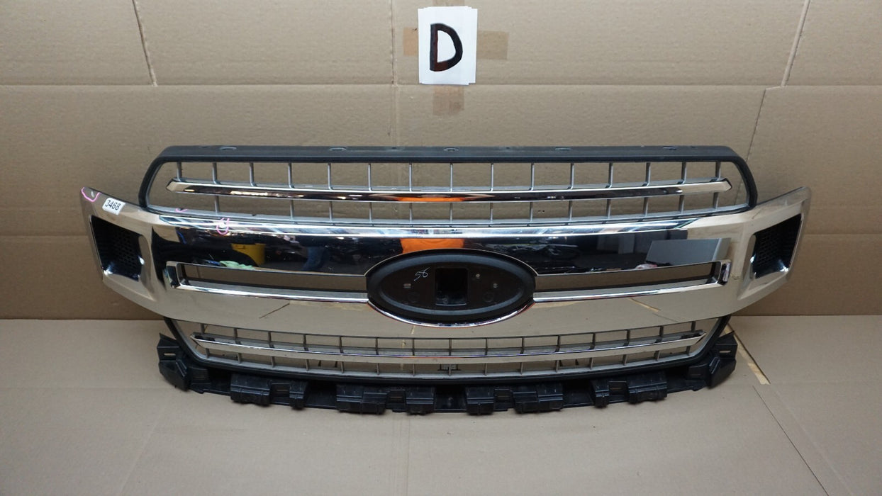 2018 - 2020 FORD F-150 FRONT BUMPER RADIATOR GRILLE GRILL W/ CHROME MOLDING OEM