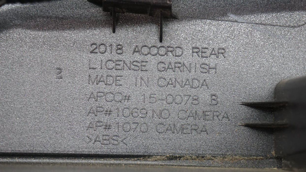 2018-2020 HONDA ACCORD REAR TRUNK LICENSE MOLDING W/ CAMERA OEM 74890-TVAA-A1