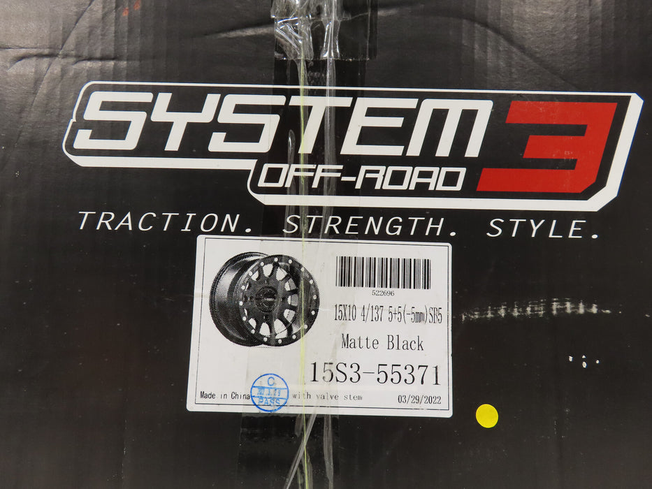 SYSTEM3 OFF ROAD 15X10 4/137 5+5(-5MM) SR5 MATTE BLACK 15S3-55371 RIM (P)