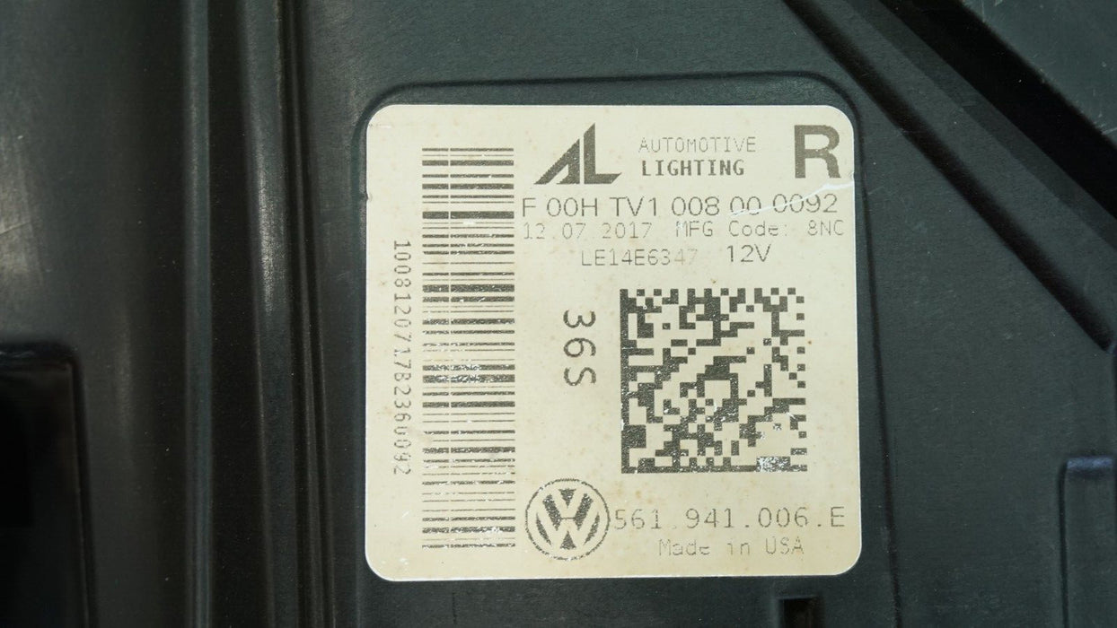 2016-2019 VOLKSWAGEN PASSAT FRONT RIGHT PASSENGERS SIDE HALOGEN HEADLIGHT OEM