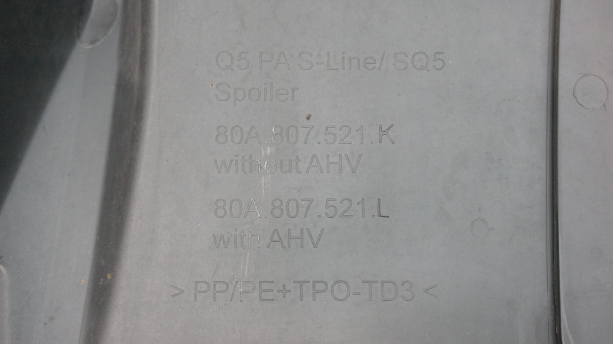 2021-2023 AUDI Q5 S LINE REAR LOWER BUMPER VALANCE PANEL OEM 80A807521K