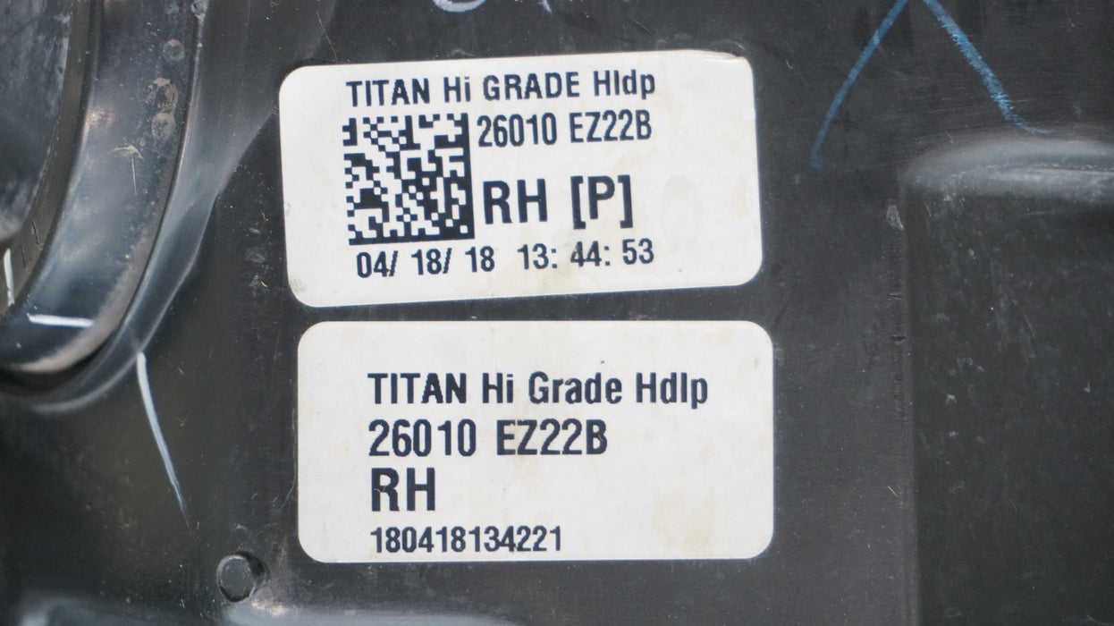 2016-2019 NISSAN TITAN FRONT RIGHT PASSENGER SIDE LED HEADLIGHT OEM 26010EZ22B
