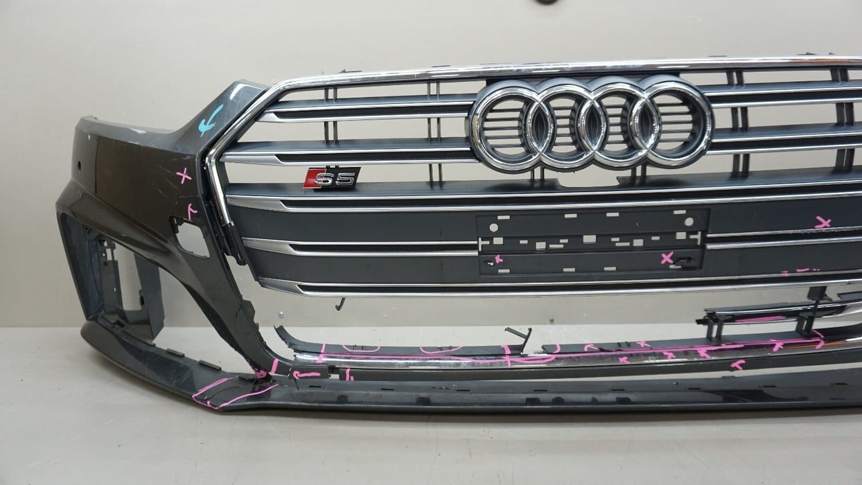 2018-2019 AUDI S5 B9 FRONT BUMPER COVER PANEL W/ GRILLE EMBLEM OEM 8W6807437