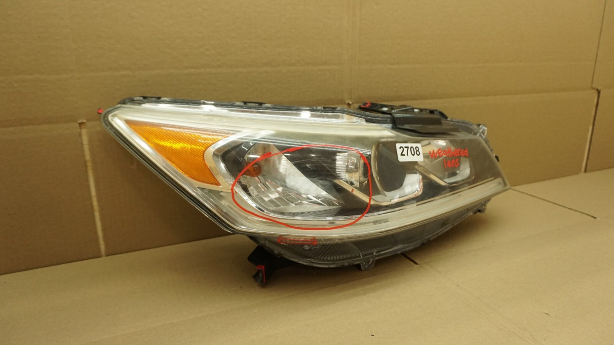 2016-2017 HONDA ACCORD FRONT RIGHT PASSENGER SIDE HEADLIGHT HALOGEN W/ LED OEM