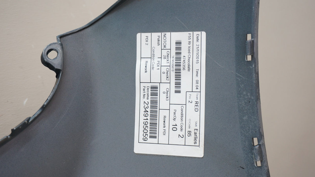 2014-2019 MINI COOPER F55 BASE REAR BUMPER COVER PANEL OEM 7318822