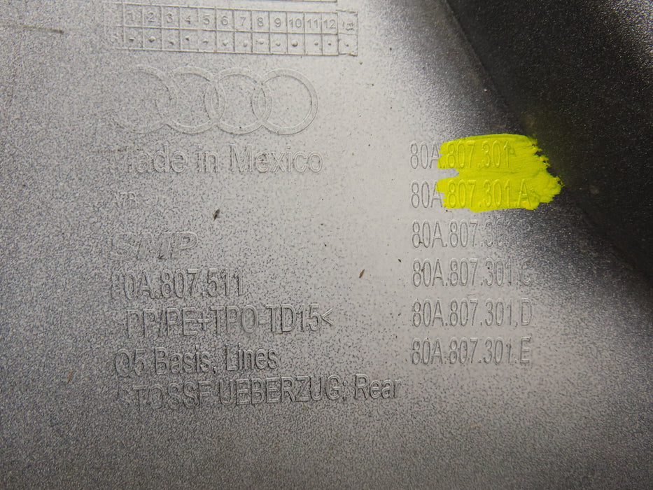 2018 2019 2020 AUDI Q5 REAR BUMPER COVER OEM