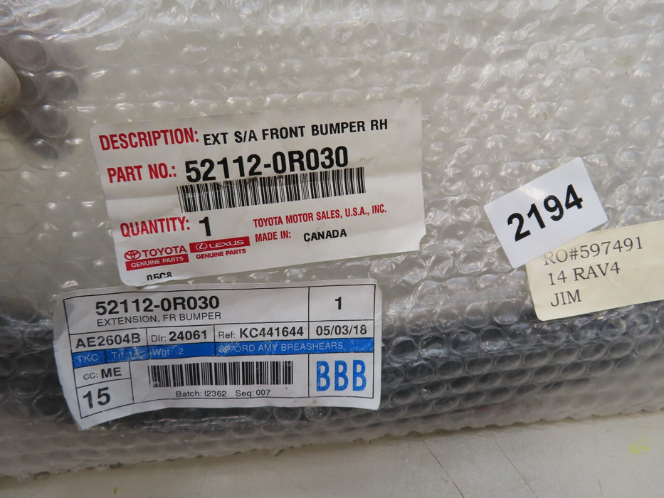 2013-2015 TOYOTA RAV4 FRONT RIGHT BUMPER FLARE ARCH MOLDING OEM 52112-0R030