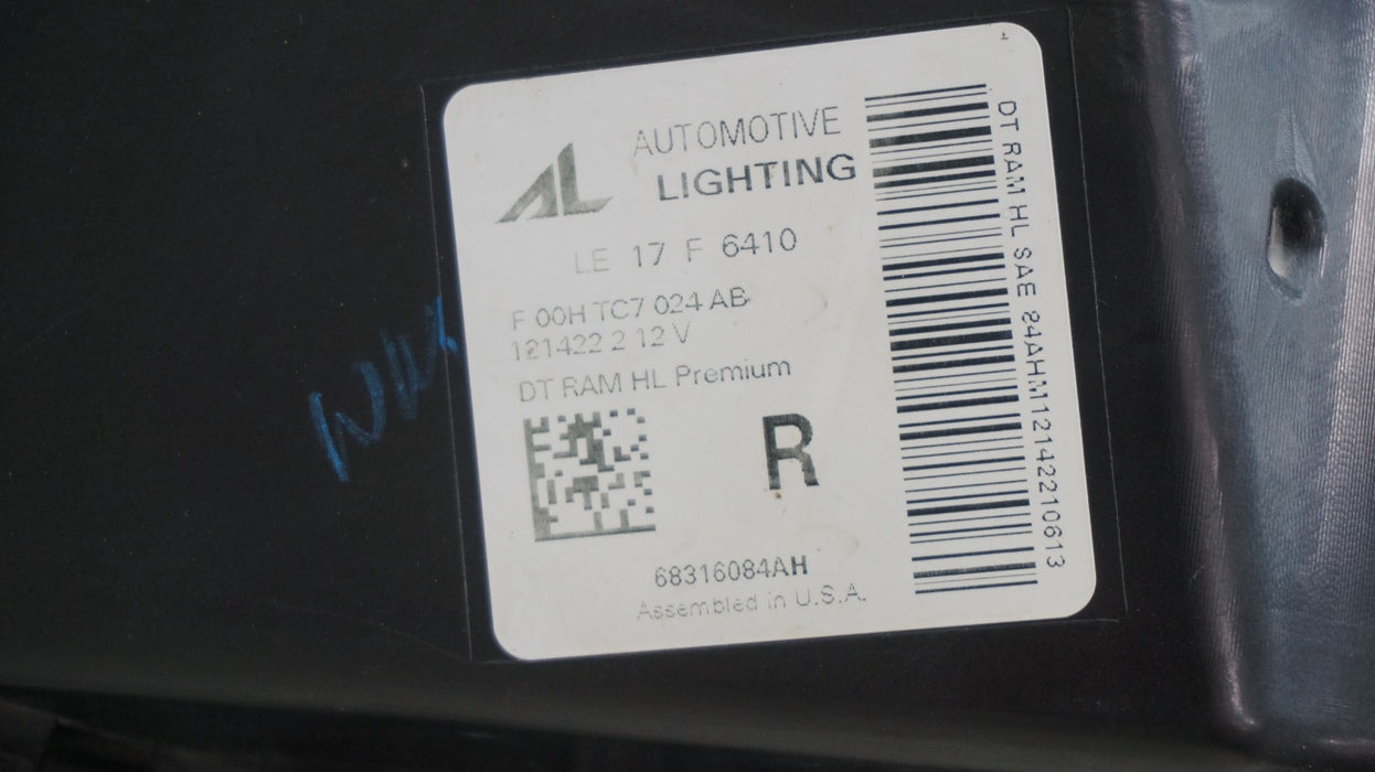 2019-2024 DODGE RAM 1500 FRONT RIGHT PASSENGER LED HEADLIGHT OEM